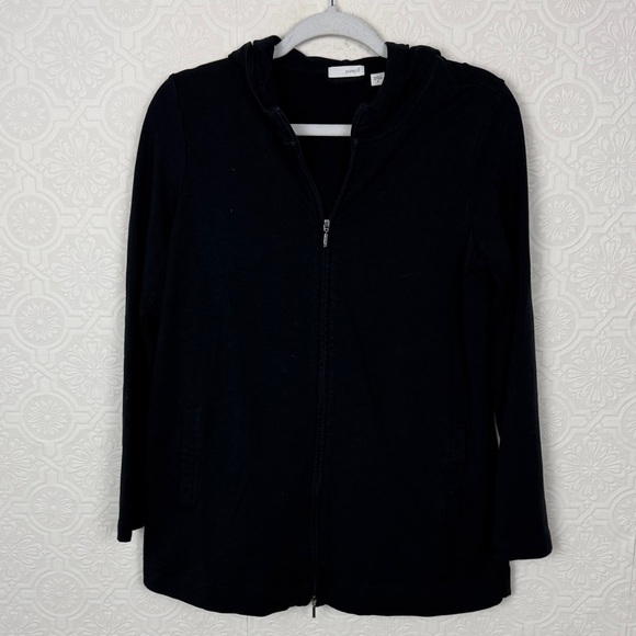 J. Jill Tops - Pure Jill Black Zip Hoodie Small Pima Cotton Blend Lightweight Hooded Jacket